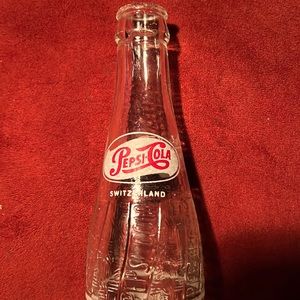 Rare vintage Pepsi-Cola clear glass bottle from Switzerland